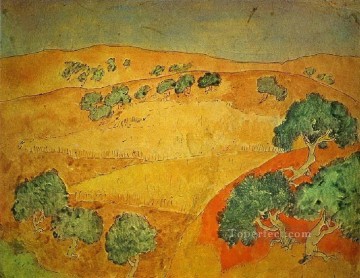 Barcelona paysage d ete 1902 cubista Pinturas al óleo